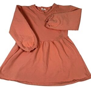 Stitch & Pine Sweatshirt Medium Peach Quilted Sleeve Tunic Babydoll Pullover